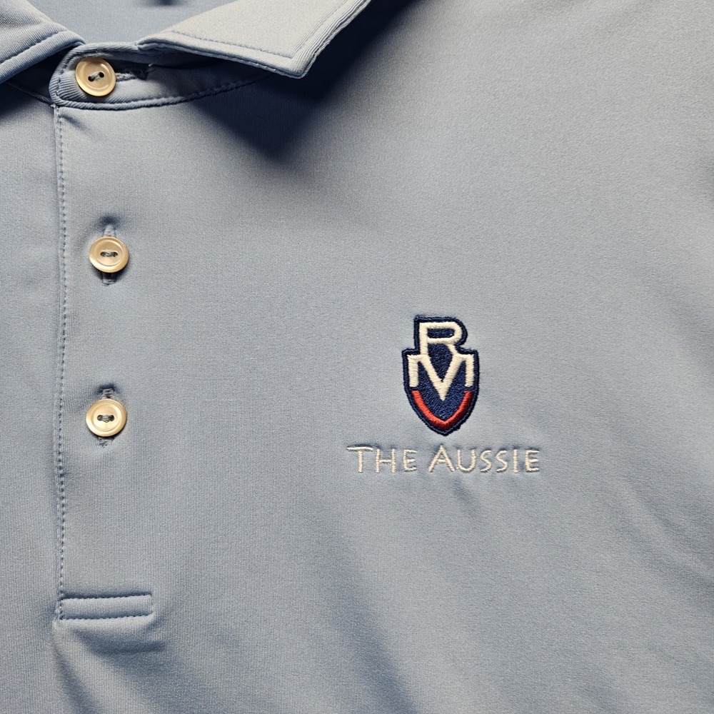 PETER MILLAR x ROYAL MELBOURNE Mens Polo Shirt Size XL Summer Comfort Golf Blue - Picture 3 of 8
